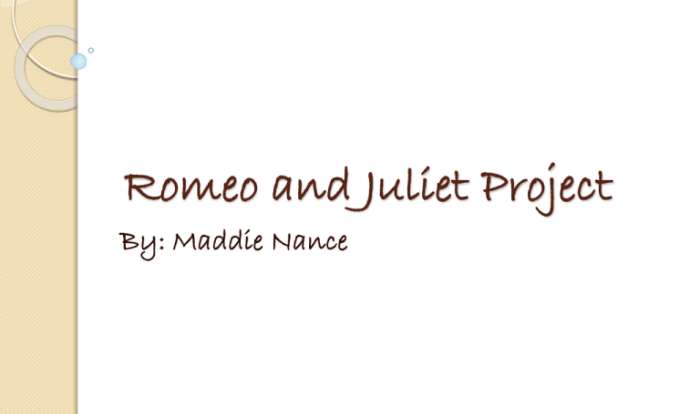 Romeo and juliet playlist project