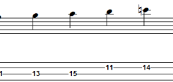 F harmonic minor scale bass clef