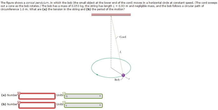 Pendulum conical formed attaching ball string mass solved answer