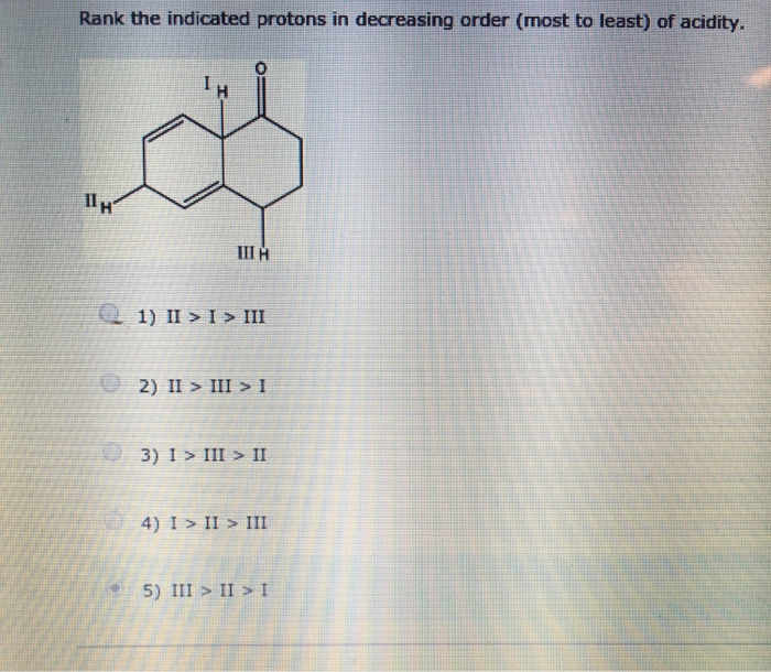 Rank the indicated protons in decreasing order of acidity