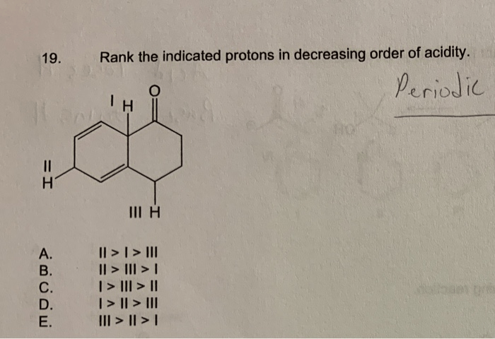 Rank the indicated protons in decreasing order of acidity