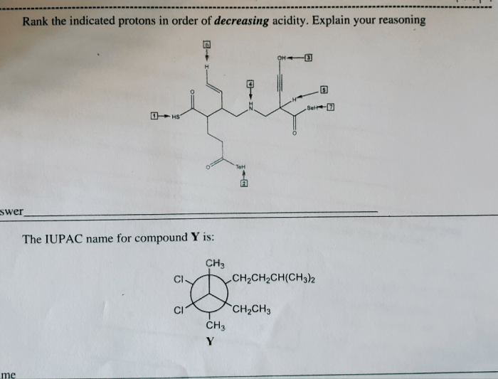 Protons decreasing indicated order acidity rank q7 most iv least points i1 transcribed text show